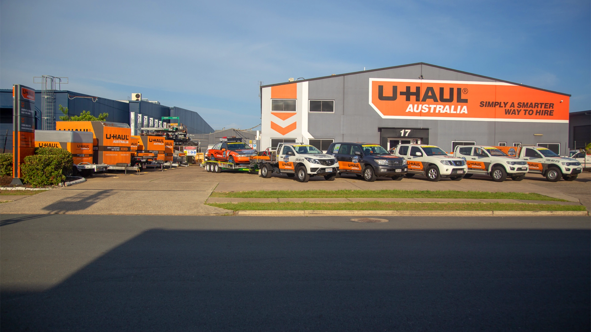 U-Haul Australia hire trailers lined up ready for collection